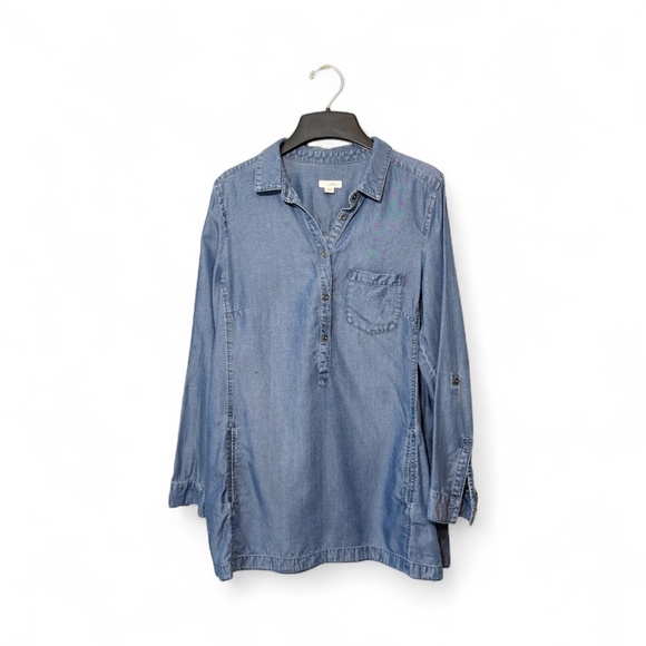 J. Jill Chambray Denim Tunic Blue Size M - Picture 1 of 13